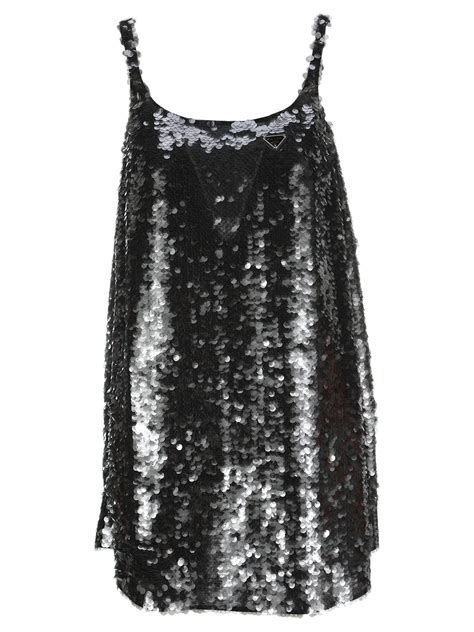 prada black dress 2018|Prada black sequin dress.